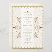 インディアンヒンドゥー金ゴールド結婚式招待状 招待状 (正面/裏面)