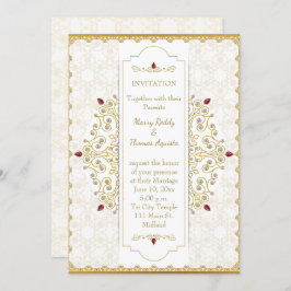 インディアンヒンドゥー金ゴールド結婚式招待状 招待状