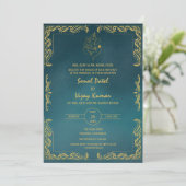 インディアンヒンドー結婚ズのカスタム写真ガネシャのロゴ 招待状 (スタンド正面)