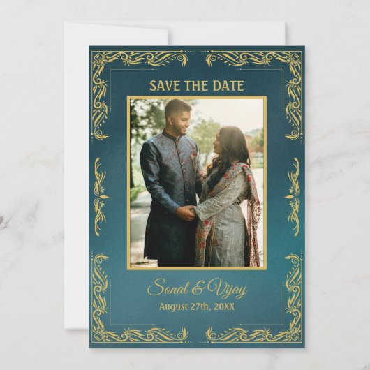 インディアンヒンドー結婚ズのカスタム写真ガネシャのロゴ 招待状 (裏面)