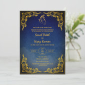 インディアンヒンドー結婚ズのカスタム写真ガネシャのロゴ 招待状 (スタンド正面)