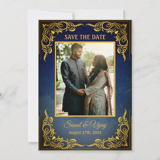 インディアンヒンドー結婚ズのカスタム写真ガネシャのロゴ 招待状 (裏面)