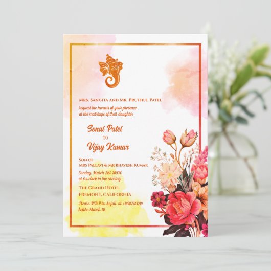 インディアンヒンドー結婚ズガネーシャ 招待状 (スタンド正面)