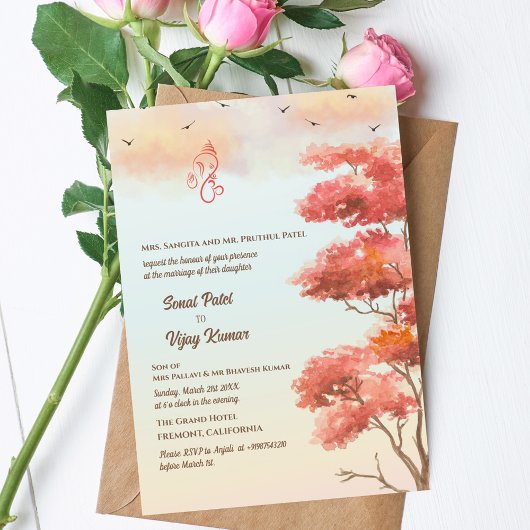 インディアンヒンドー結婚ズガネーシャ 招待状