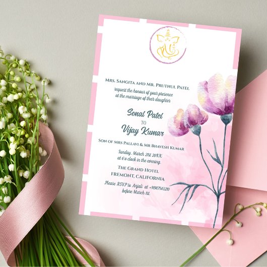 インディアンヒンドー結婚ズガネーシャ 招待状