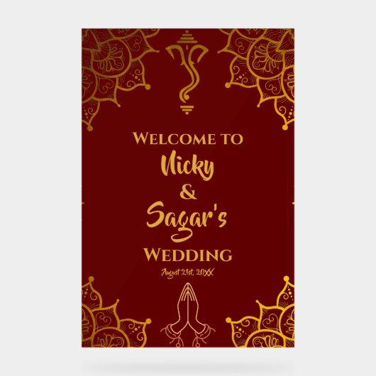 インディアンヒンドー結婚ズ歓迎アクリルシンボルや象徴 アクリルサイン (正面)