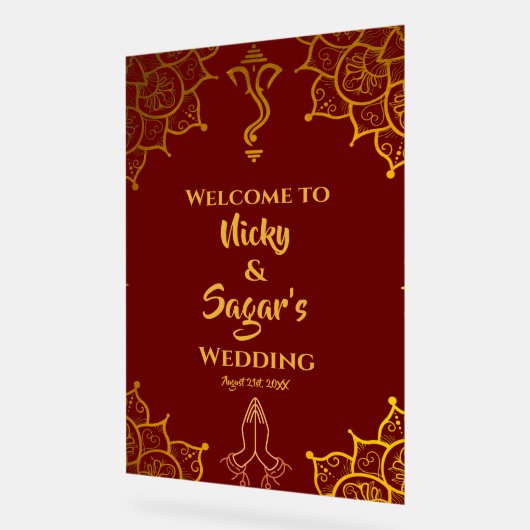 インディアンヒンドー結婚ズ歓迎アクリルシンボルや象徴 アクリルサイン (傾斜)