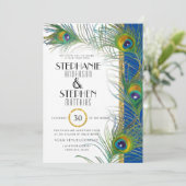 インディアンピーコックフェザーモダン金ゴールドタイポグラフィ 招待状 (スタンド正面)