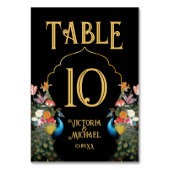 インディアンピーコック結婚フローラのテーブルナンバーカード テーブルナンバー (裏面)