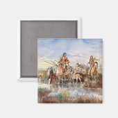 インディアンファミリーとトラヴォワ， 1897 by Russell マグネット (正面/裏面)