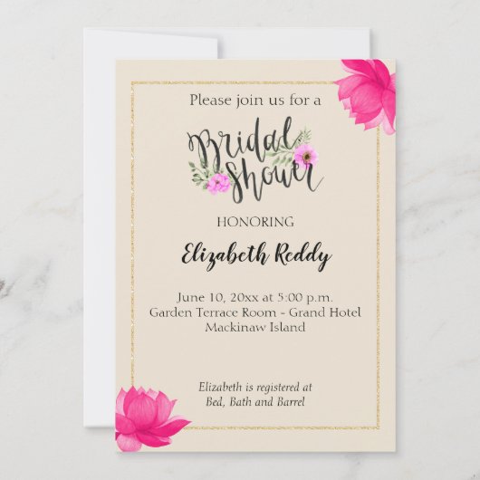 インディアンフォトブライダルシャワー招待 招待状 (裏面)