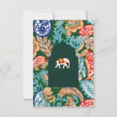 インディアンフォークアートエレファントエメラルドグリーン結婚ズ 出欠カード (裏面)