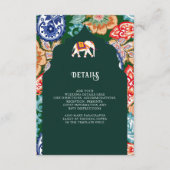 インディアンフォークアートエレファントエメラルド結婚ズ詳細 エンクロージャーカード (正面)