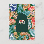 インディアンフォークアートエレファントエメラルド結婚ズ詳細 エンクロージャーカード (裏面)