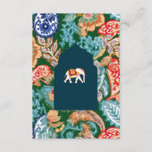 インディアンフォークアートエレファントダークブルー結婚ズ詳細 エンクロージャーカード (裏面)