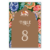インディアンフォークアートエレファントベージュ結婚ズ テーブルナンバー (正面)
