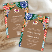 インディアンフォークアートエレファントベージュ結婚ズ 招待状