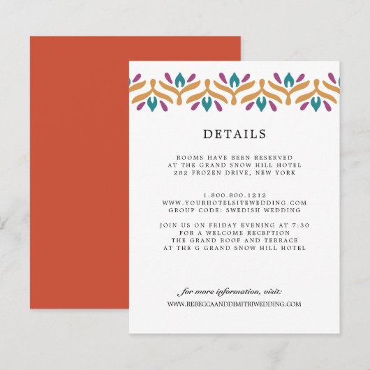 インディアンフォークアートオレン結婚ジズゲスト詳細 エンクロージャーカード (正面/裏面)