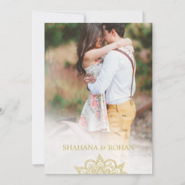 インディアンフォーマルスタイルフォトピンク金ゴールドシック結婚ズ 招待状