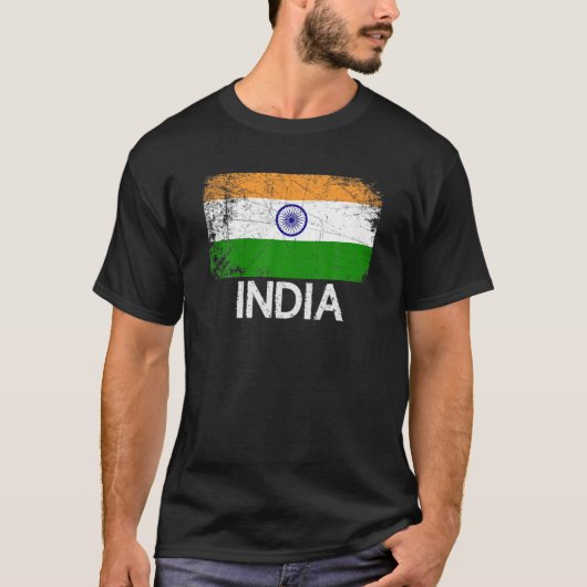 インディアンフラグ |インドのギフトでヴィンテージを作る Tシャツ (正面)