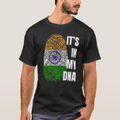 インディアンフラグDna指紋インド Tシャツ (正面)