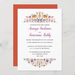 インディアンフラワーエレファントオレンジ結婚ズ 招待状