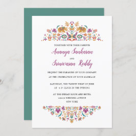 インディアンフラワーエレファントジェイドグリーン結婚ズ 招待状