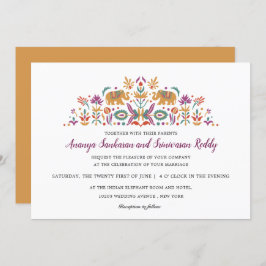 インディアンフラワーエレファントマスタードイエロー結婚ズ 招待状