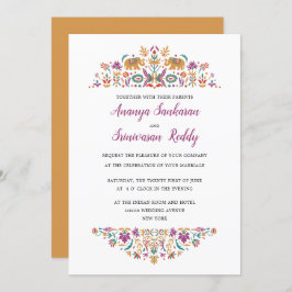 インディアンフラワーエレファントマスタードイエロー結婚ズ 招待状