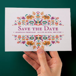 インディアンフラワーパープルゾウ結婚ズ 案内ポストカード