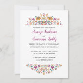 インディアンフラワーパープル結婚ズ 招待状 (正面)