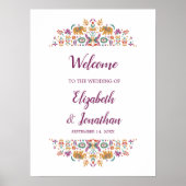 インディアンフラワー結婚ゾウの歓迎サイン ポスター