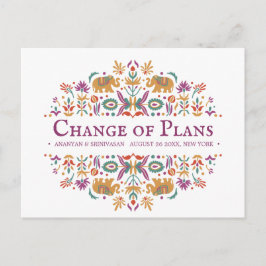 インディアンフラワー結婚ゾウの計画の変更 案内ポストカード