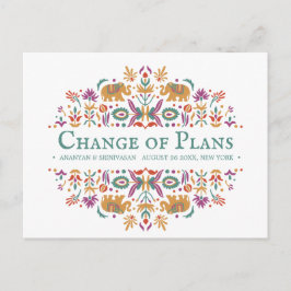 インディアンフラワー結婚ゾウの計画の変更 案内ポストカード