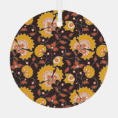 インディアンフローラカラーヴィンテージシームレス ガラスオーナメント (裏面)