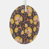 インディアンフローラカラーヴィンテージシームレス ガラスオーナメント (正面右)
