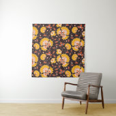 インディアンフローラカラーヴィンテージシームレス タペストリー (インサイチュ)