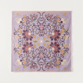 インディアンフローラテーブルクロス：素敵なパステルパターン タペストリー (正面(横))