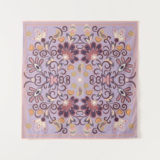 インディアンフローラテーブルクロス：素敵なパステルパターン タペストリー (正面)