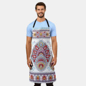 インディアンフローラペイズリーメダリオンパターン。マ族 エプロン (着用した状態)