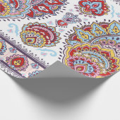 インディアンフローラペイズリーメダリオンパターン。マ族 ラッピングペーパー (角)