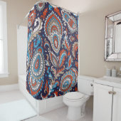 インディアンフローラペイズリーメダリオンパターン。民族間 シャワーカーテン (インサイチュ)