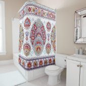 インディアンフローラペイズリーメダリオンパターン。民族間 シャワーカーテン (インサイチュ)