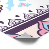 インディアンフローラペイズリーメダリオンパターン。民族間 ポスター (角)