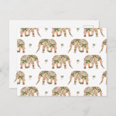 インディアンフローラペイズリー華美ゾウ ポストカード (正面/裏面)