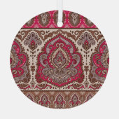 インディアンフローラペイズリー、民族曼荼羅のパターン。 ガラスオーナメント (裏面)