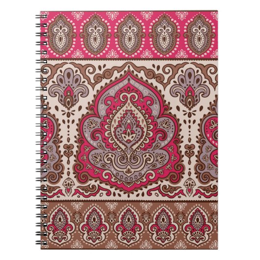 インディアンフローラペイズリー、民族曼荼羅のパターン。 ノートブック (正面)