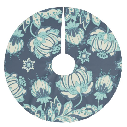 インディアンフローラヴィンテージのシームレスなパターン ブラッシュドポリエステルツリースカート (正面)