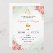 インディアンフローラ婚約招待状カード 招待状 (正面/裏面)