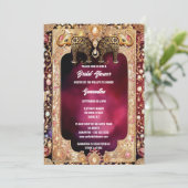 インディアンフローラ象ヒンドゥー王室の宝石ブライダル 招待状 (スタンド正面)